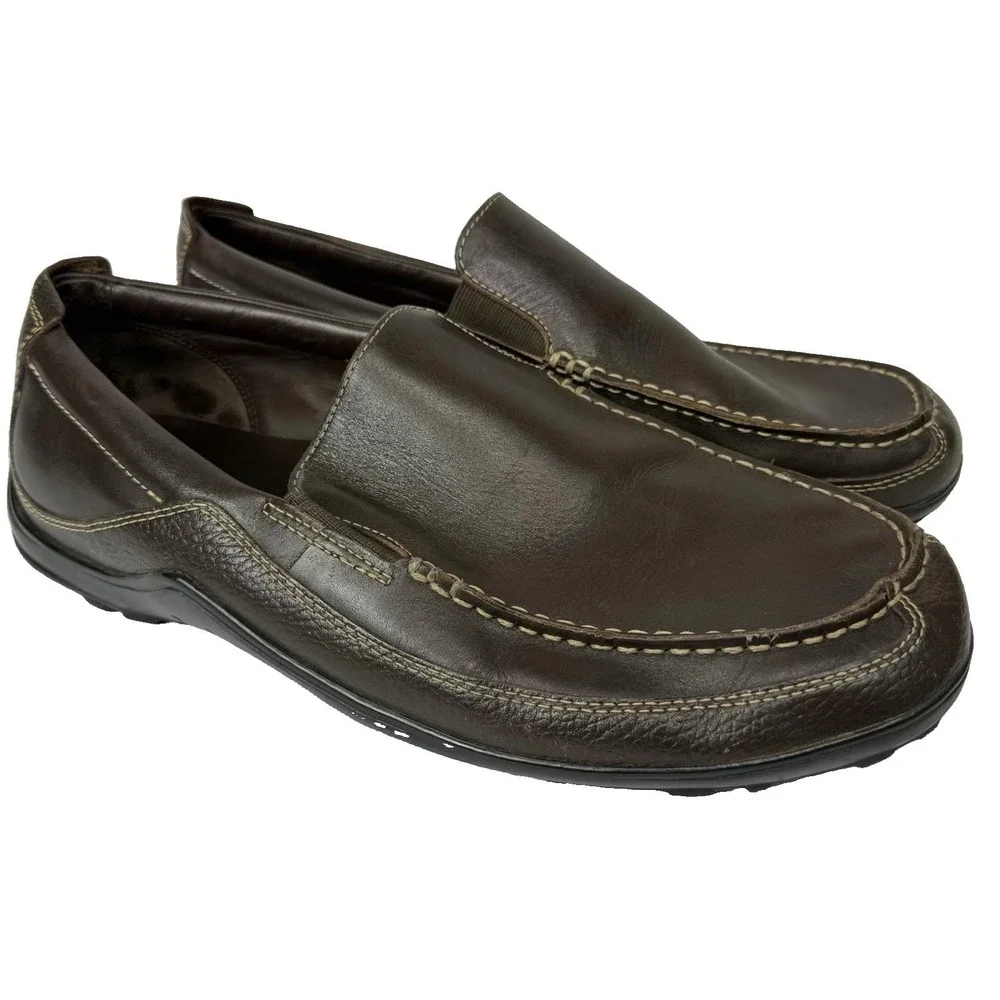 Cole Haan Mens Brown Leather Driving Loafers CO4059 Slip On Size 12 W
